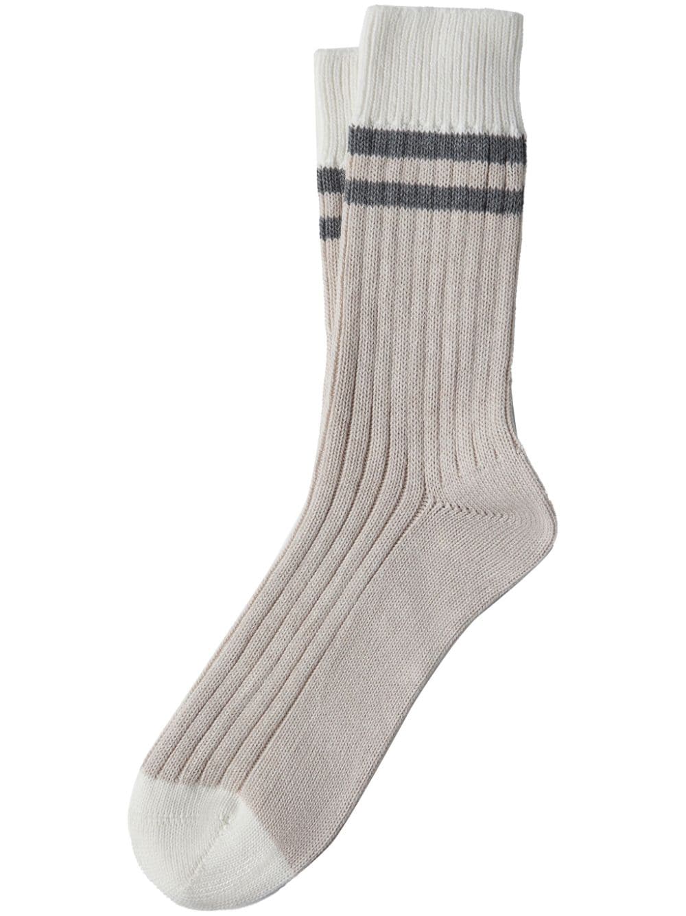 Brunello Cucinelli stripe-detail cotton socks - Neutrals von Brunello Cucinelli