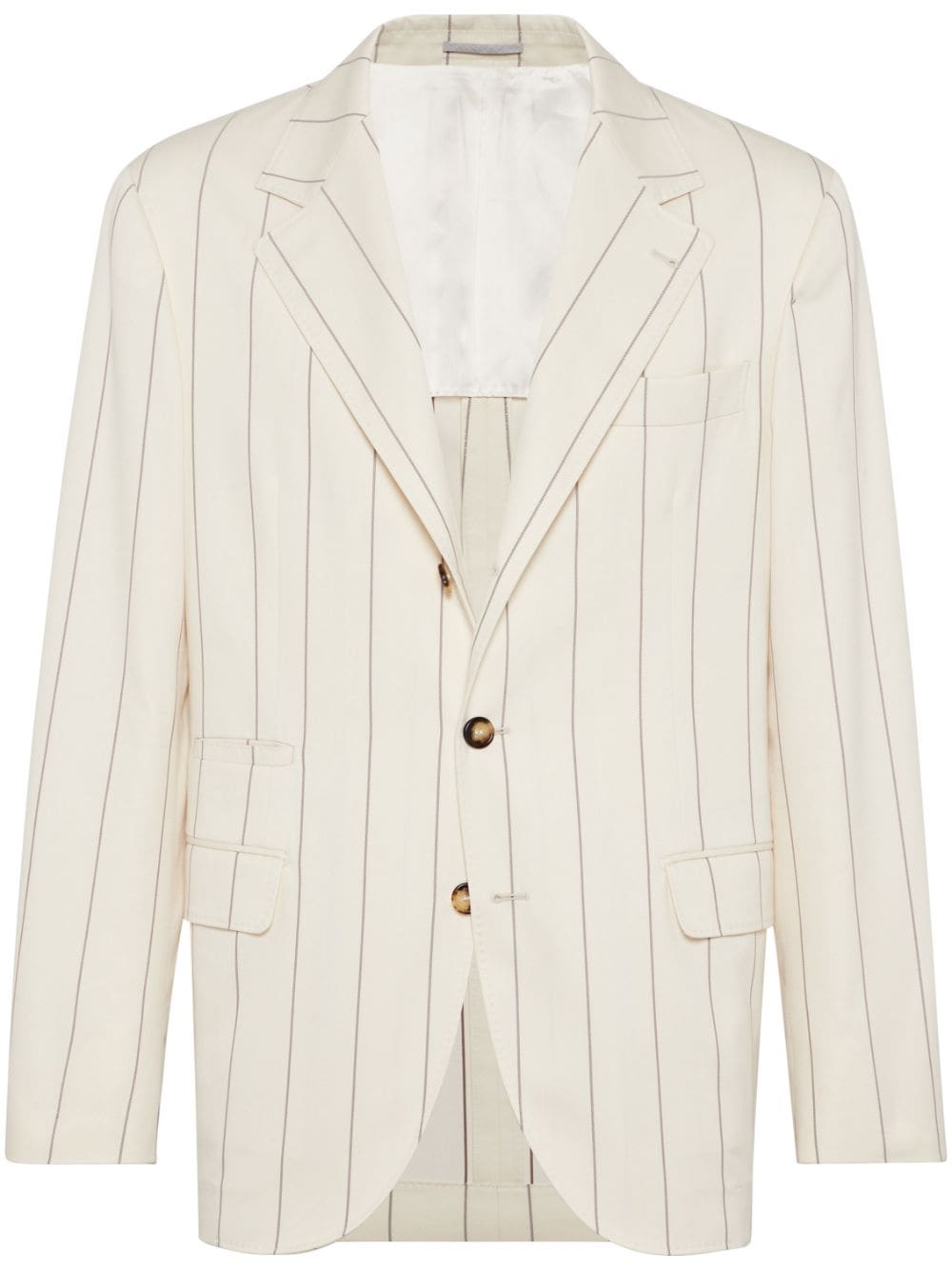 Brunello Cucinelli stripe-pattern notched-lapels blazer - Neutrals von Brunello Cucinelli