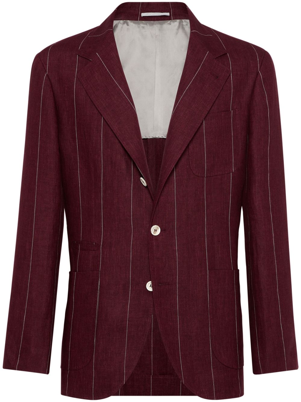 Brunello Cucinelli stripe-print linen blazer - Red