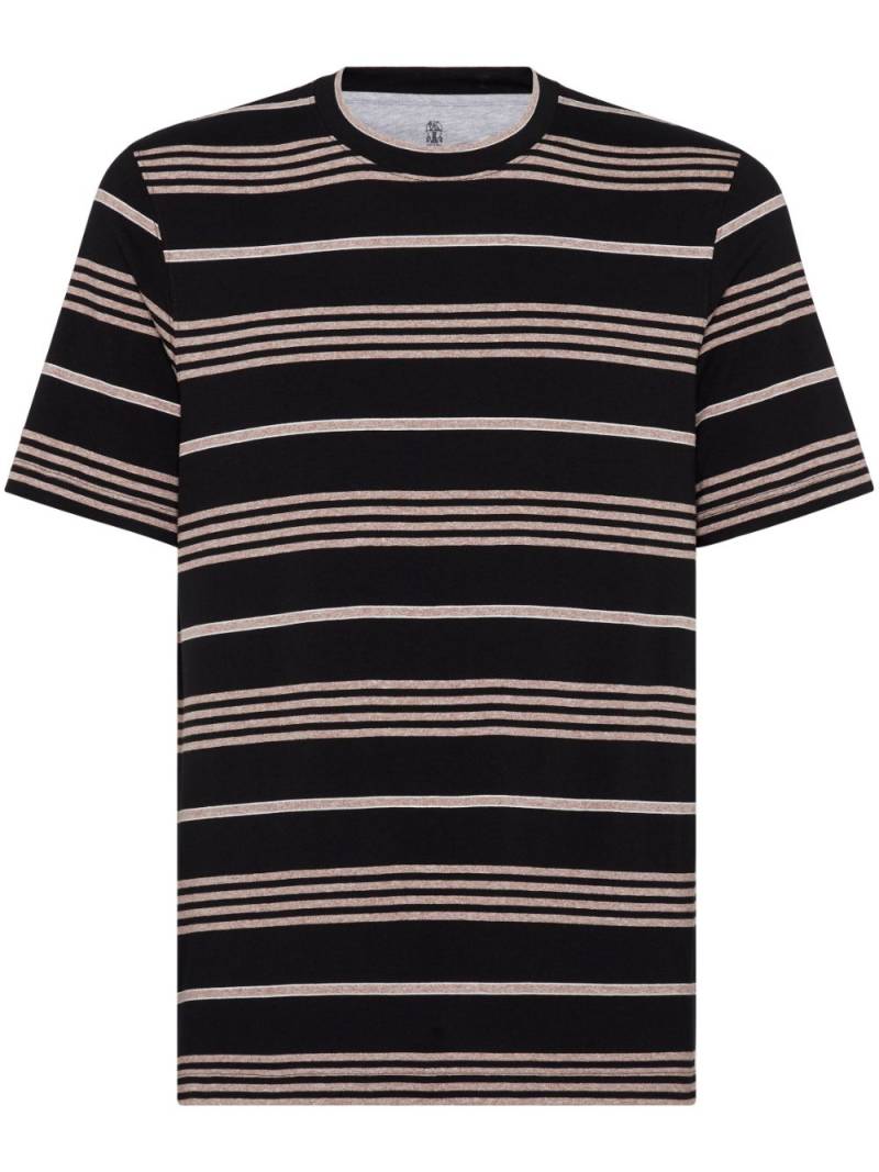 Brunello Cucinelli striped cotton T-shirt - Black von Brunello Cucinelli