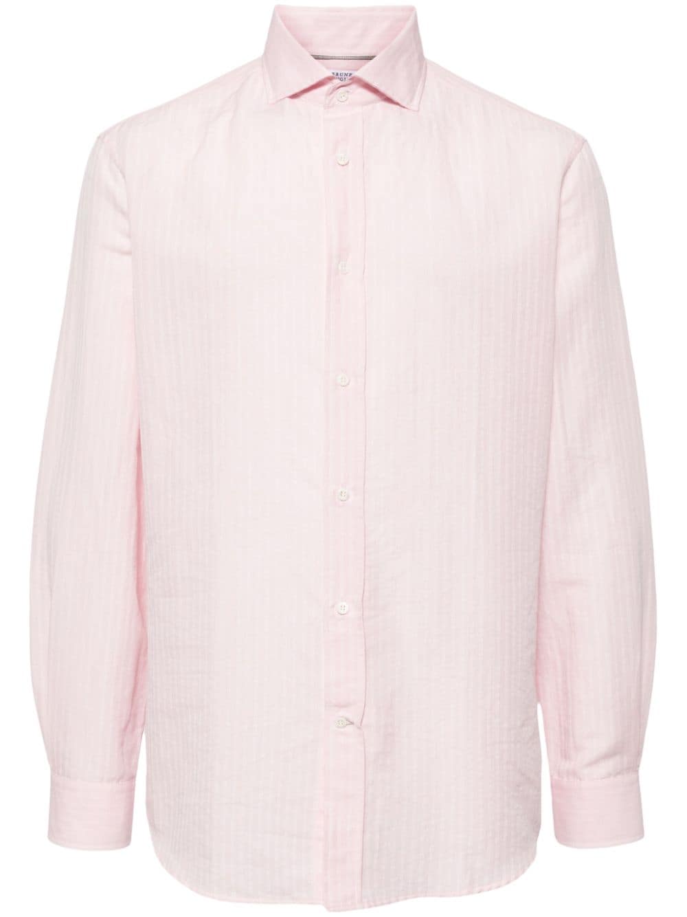 Brunello Cucinelli striped cotton-blend shirt - Pink von Brunello Cucinelli
