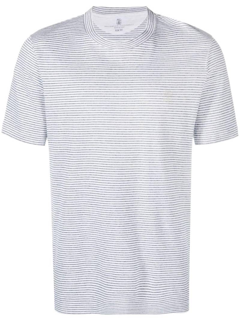 Brunello Cucinelli striped cotton-linen T-shirt - Blue von Brunello Cucinelli