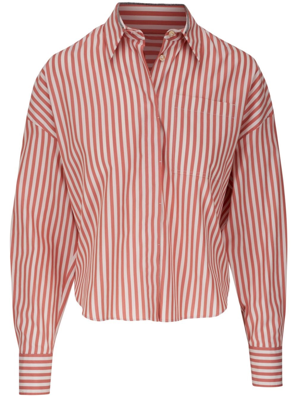 Brunello Cucinelli striped cotton-poplin shirt - Orange von Brunello Cucinelli