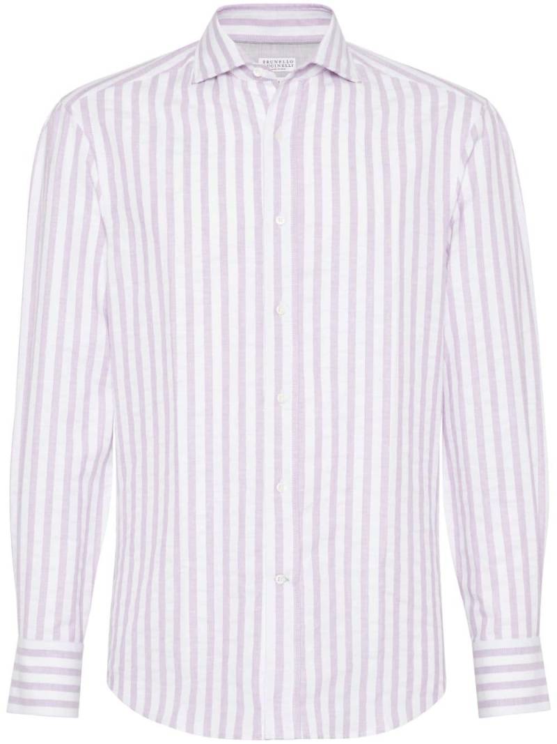 Brunello Cucinelli striped cotton shirt - Purple von Brunello Cucinelli