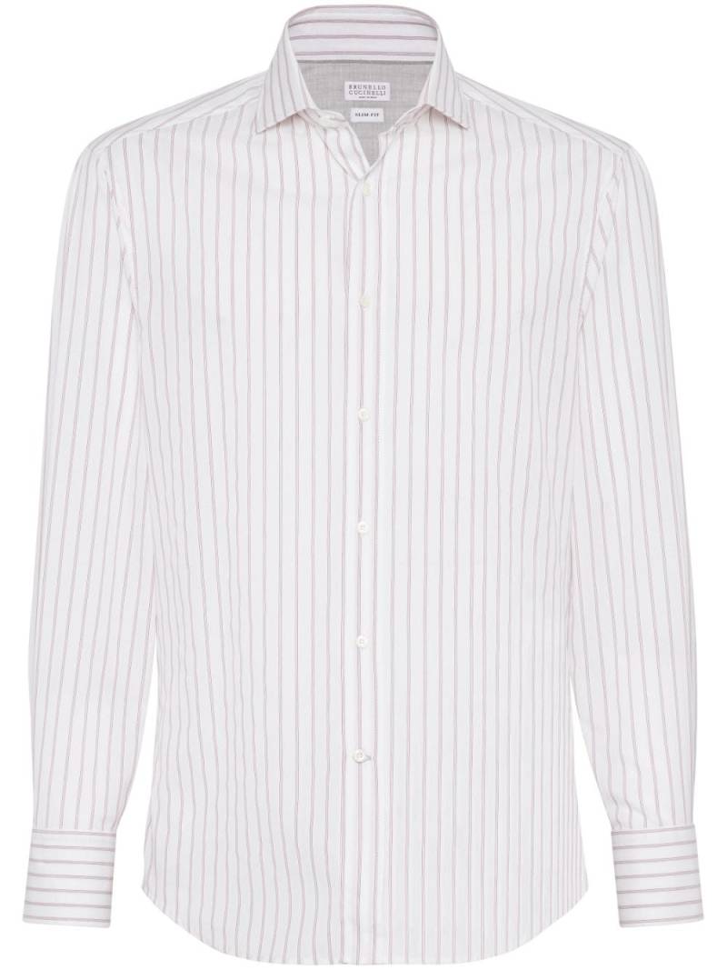 Brunello Cucinelli striped cotton shirt - White von Brunello Cucinelli