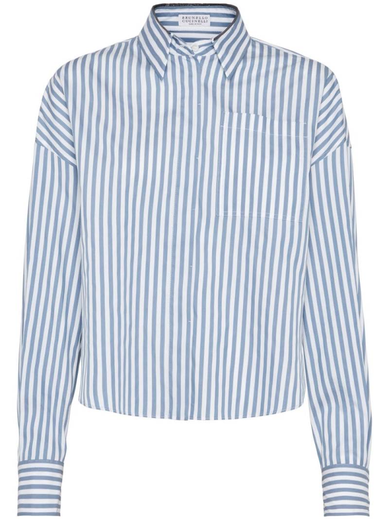 Brunello Cucinelli striped cotton-silk shirt - Blue von Brunello Cucinelli