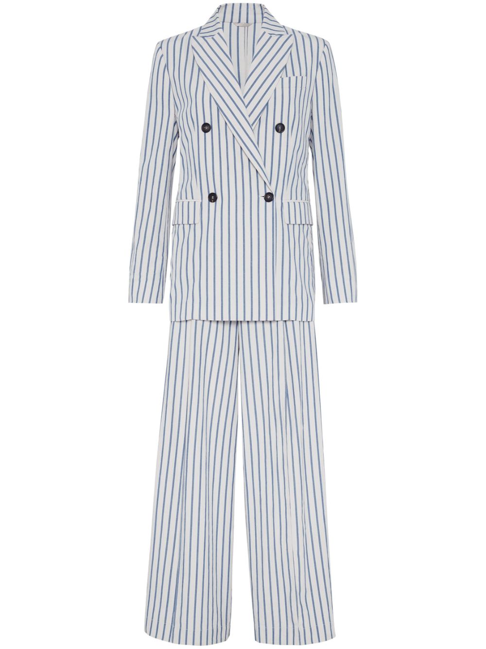 Brunello Cucinelli striped cotton suit - White von Brunello Cucinelli
