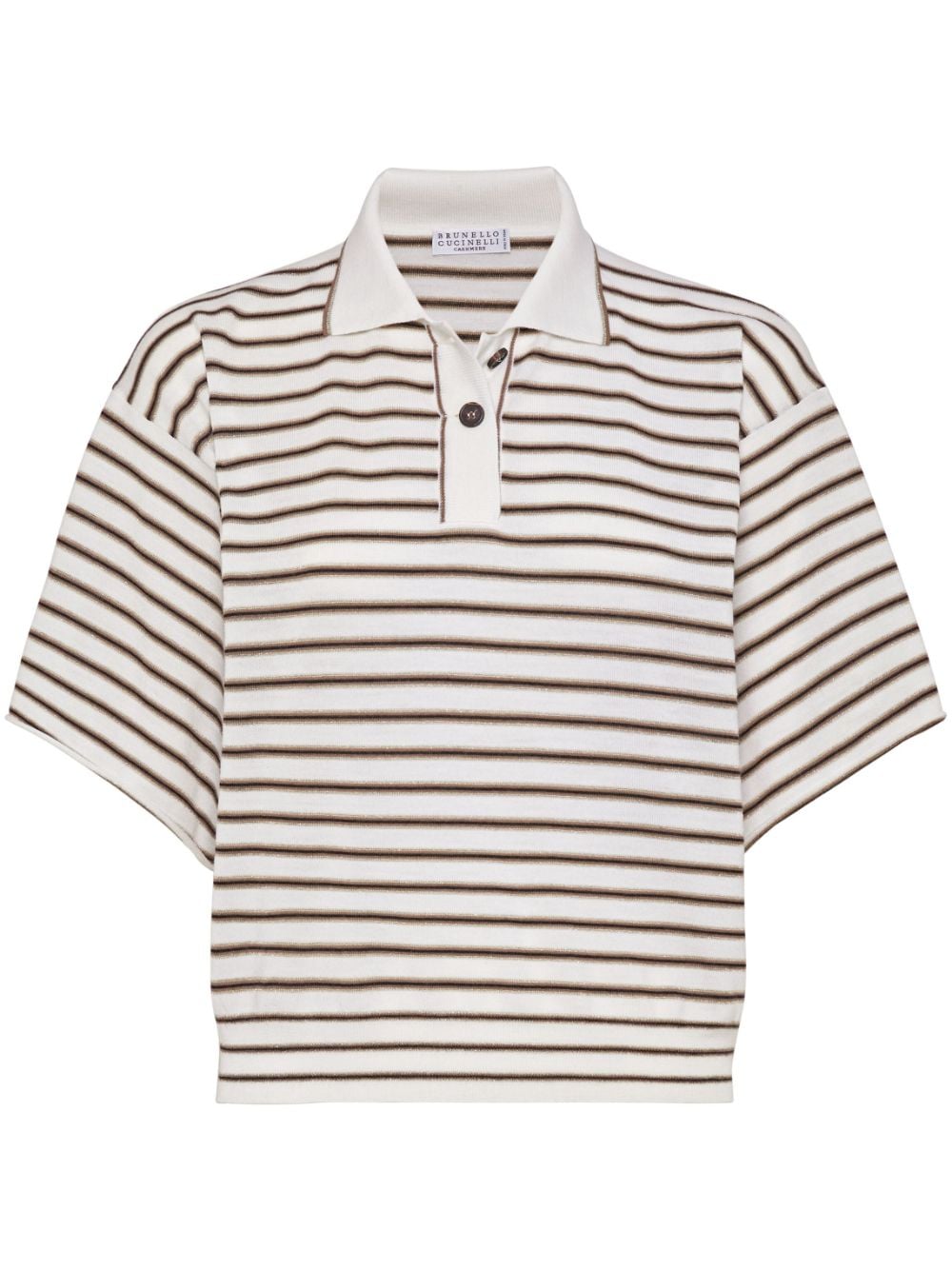 Brunello Cucinelli striped cropped polo shirt - White von Brunello Cucinelli