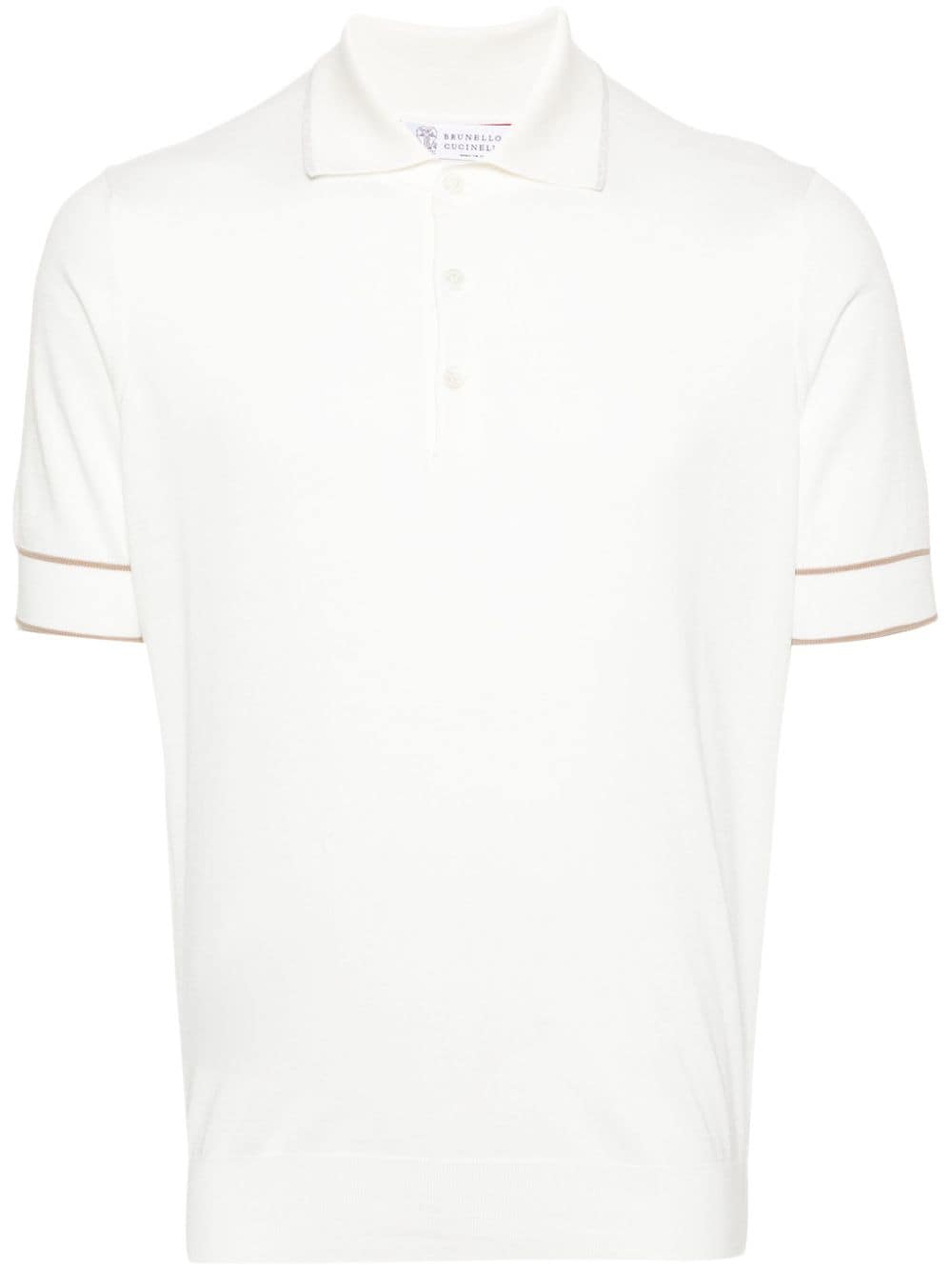 Brunello Cucinelli striped-edge polo shirt - White von Brunello Cucinelli