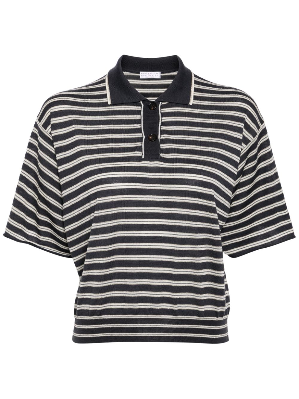 Brunello Cucinelli striped intarsia-knit polo shirt - Blue von Brunello Cucinelli