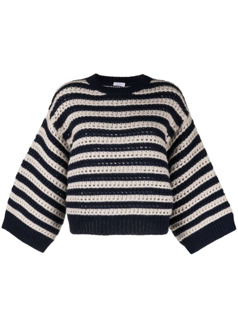 Brunello Cucinelli striped knitted jumper - Blue von Brunello Cucinelli