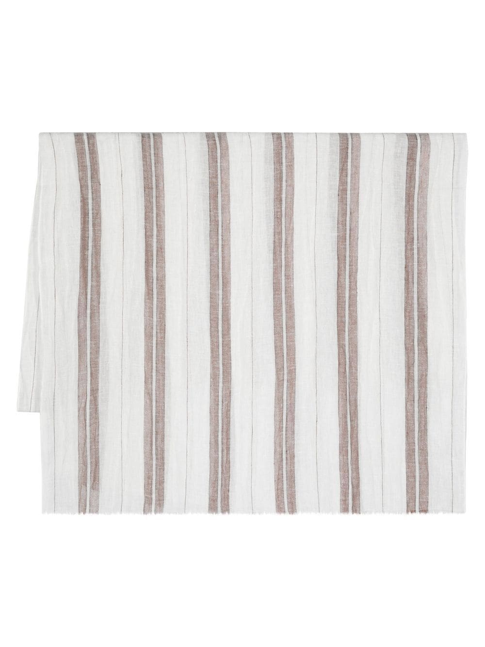 Brunello Cucinelli striped linen-blend scarf - White von Brunello Cucinelli