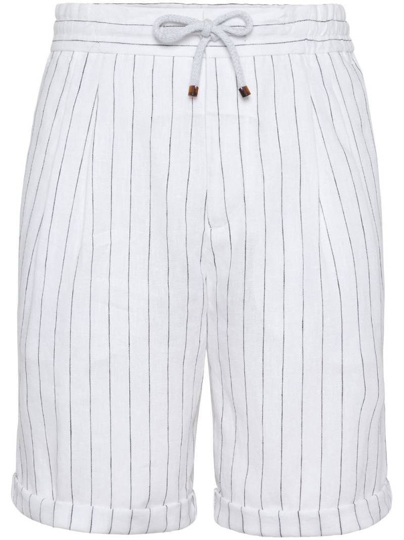 Brunello Cucinelli striped linen shorts - White von Brunello Cucinelli