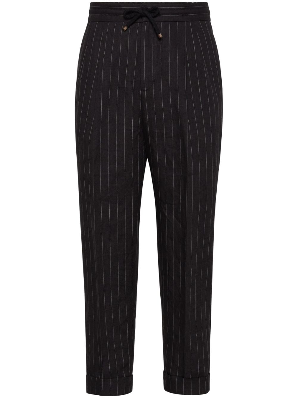 Brunello Cucinelli striped linen trousers - Black von Brunello Cucinelli