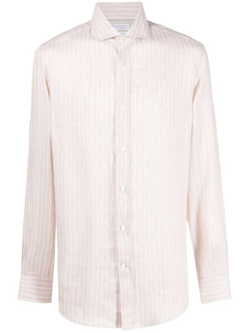 Brunello Cucinelli striped long-sleeve shirt - Neutrals von Brunello Cucinelli
