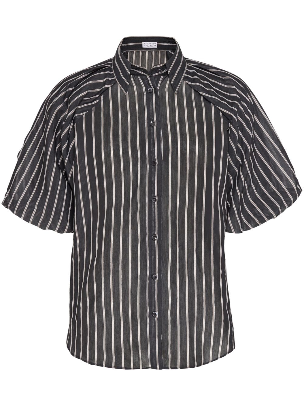 Brunello Cucinelli striped puff-sleeve blouse - Black von Brunello Cucinelli