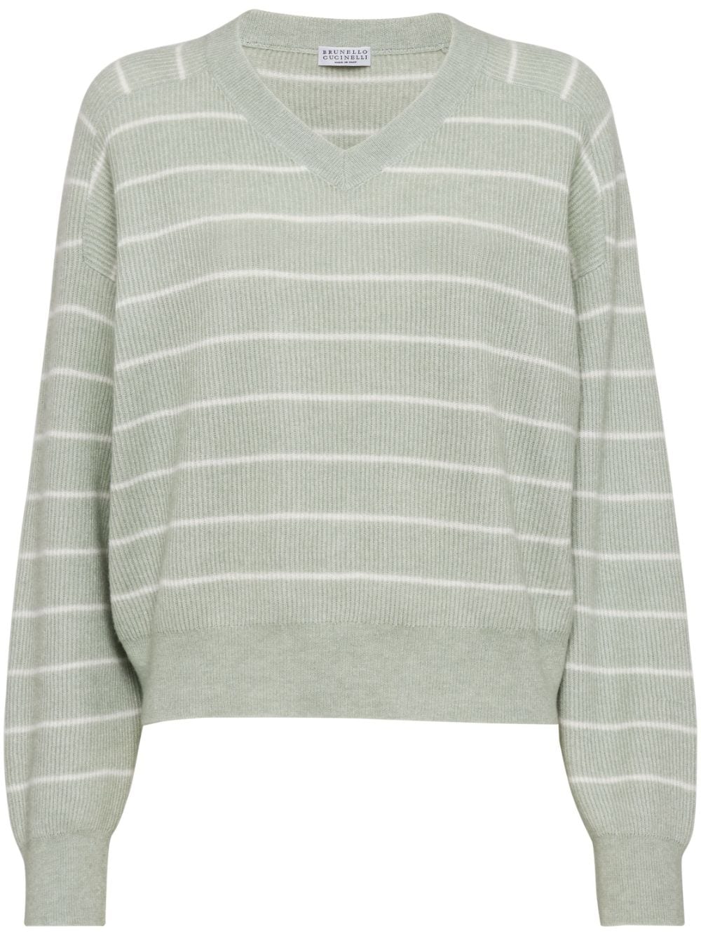 Brunello Cucinelli striped ribbed jumper - Green von Brunello Cucinelli