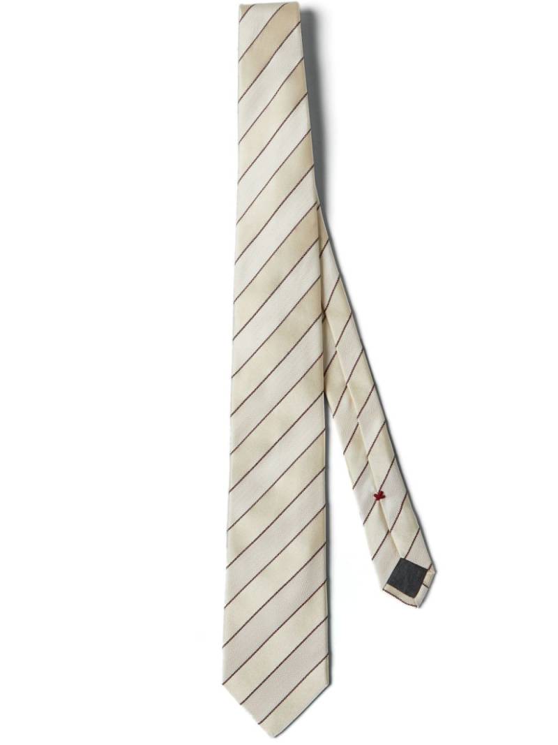 Brunello Cucinelli striped silk tie - Neutrals von Brunello Cucinelli