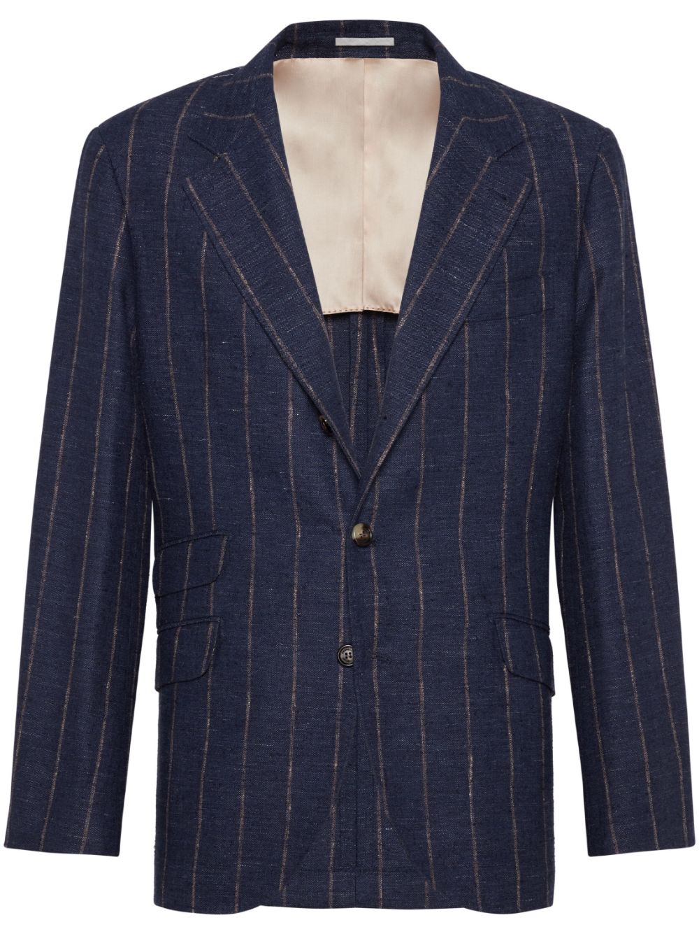 Brunello Cucinelli striped single-breasted blazer - Blue von Brunello Cucinelli