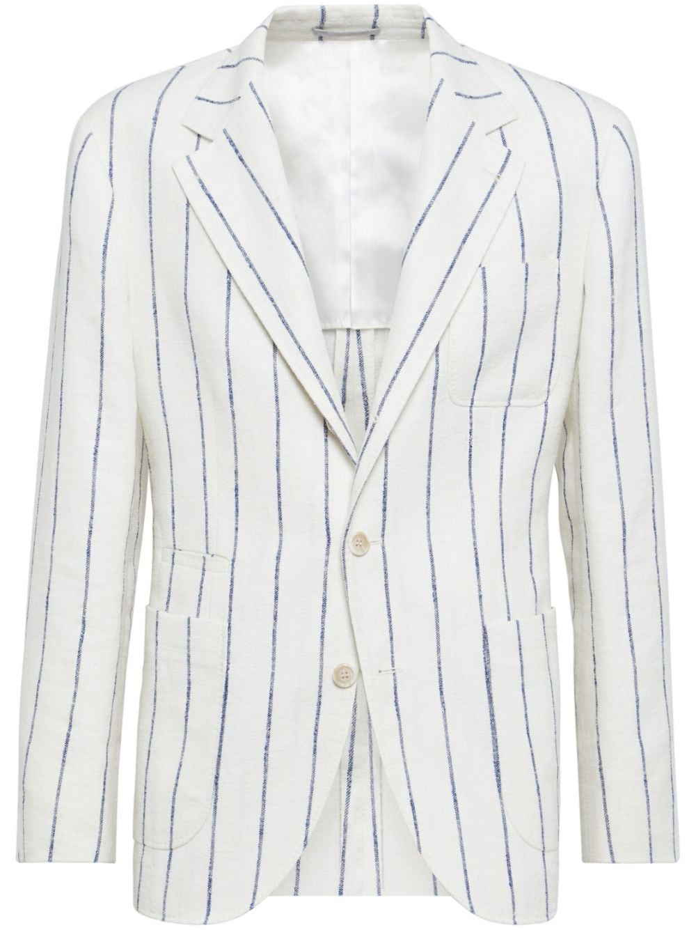 Brunello Cucinelli striped single-breasted blazer - White von Brunello Cucinelli