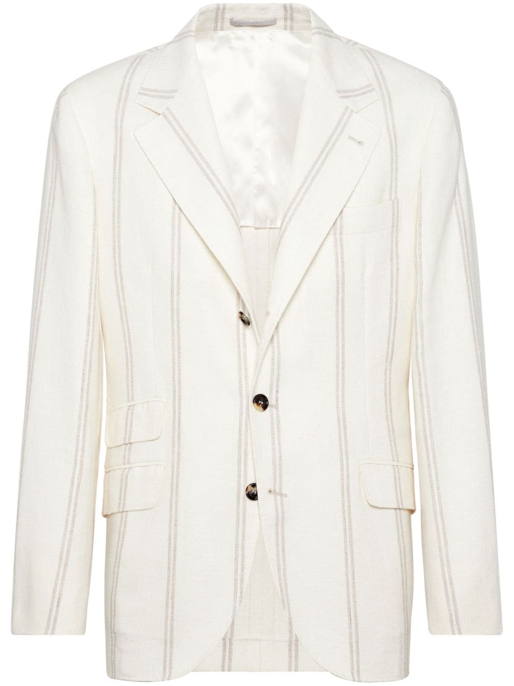 Brunello Cucinelli striped single-breasted blazer - White von Brunello Cucinelli