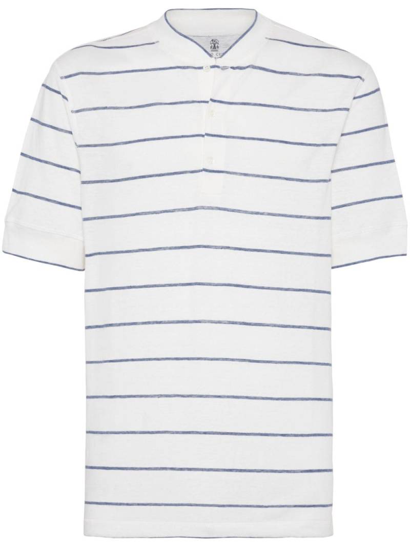 Brunello Cucinelli stripes-pattern T-shirt - White von Brunello Cucinelli