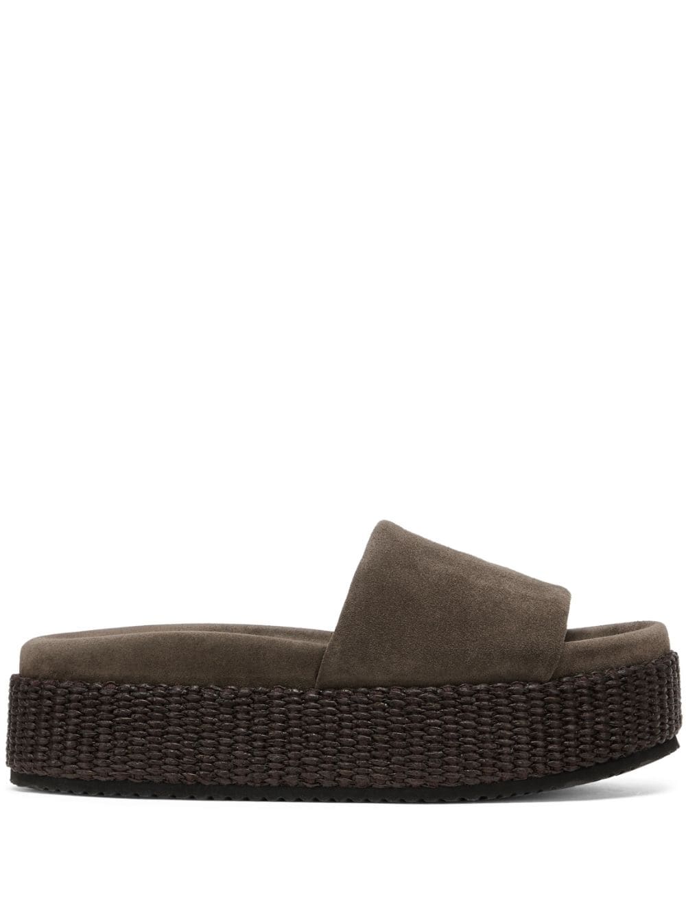 Brunello Cucinelli suede flatform slides - Brown von Brunello Cucinelli