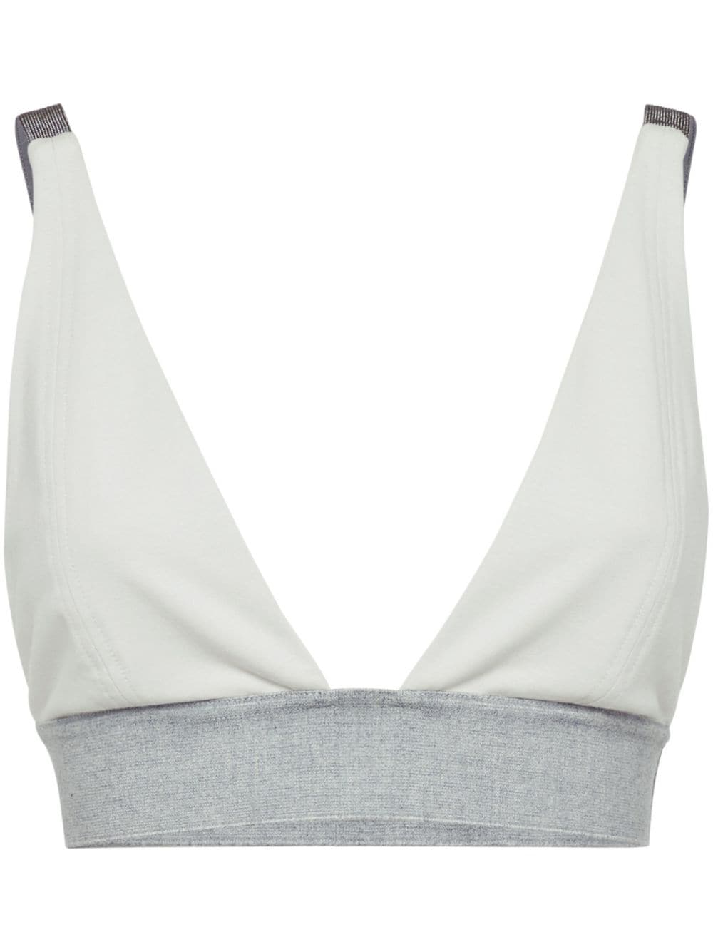 Brunello Cucinelli triangle-cup cotton crop top - White von Brunello Cucinelli