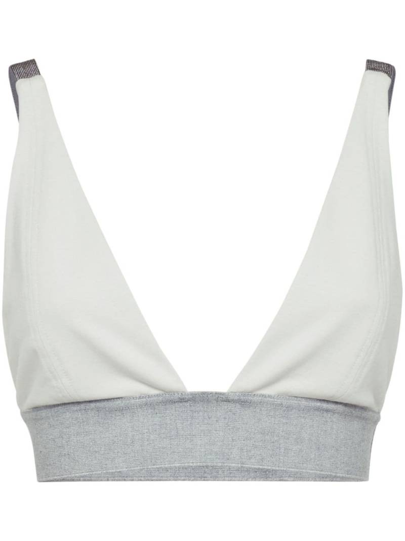 Brunello Cucinelli triangle-cup cotton crop top - White von Brunello Cucinelli