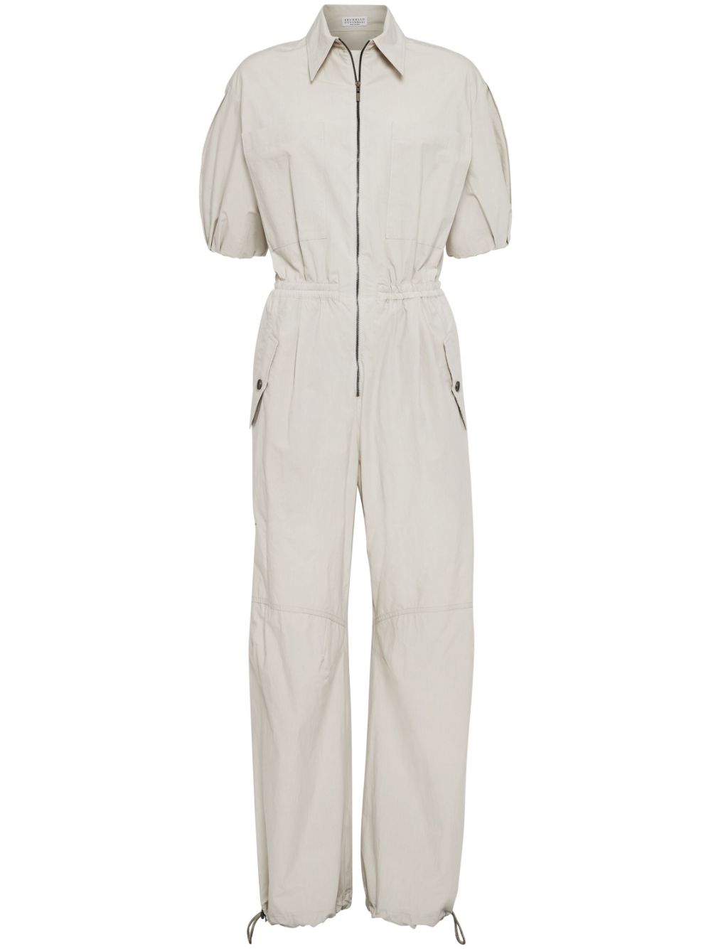 Brunello Cucinelli wide-leg cotton jumpsuit - Neutrals von Brunello Cucinelli