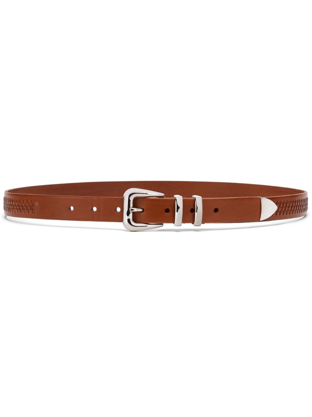 Brunello Cucinelli woven buckled leather belt - Brown von Brunello Cucinelli