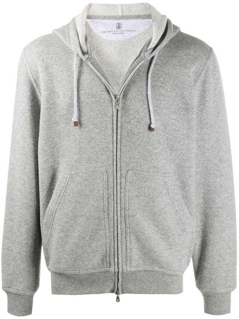 Brunello Cucinelli zip-up cashmere hoodie - Grey von Brunello Cucinelli