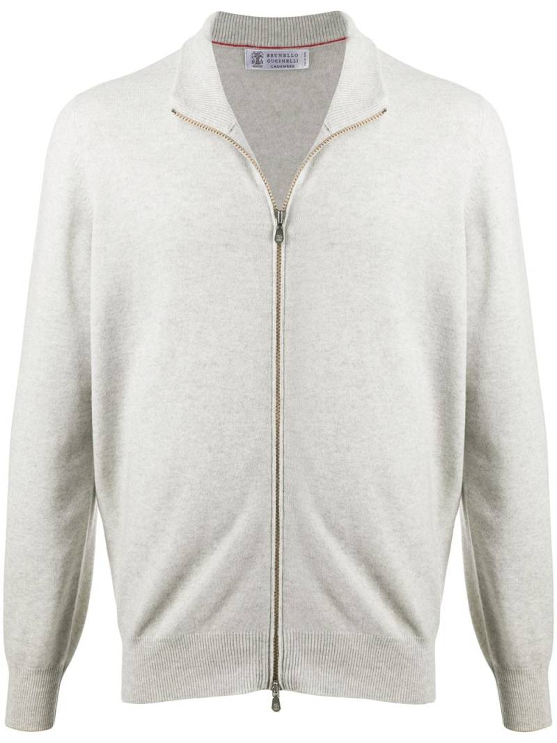 Brunello Cucinelli zip-up cashmere sweater - Grey von Brunello Cucinelli