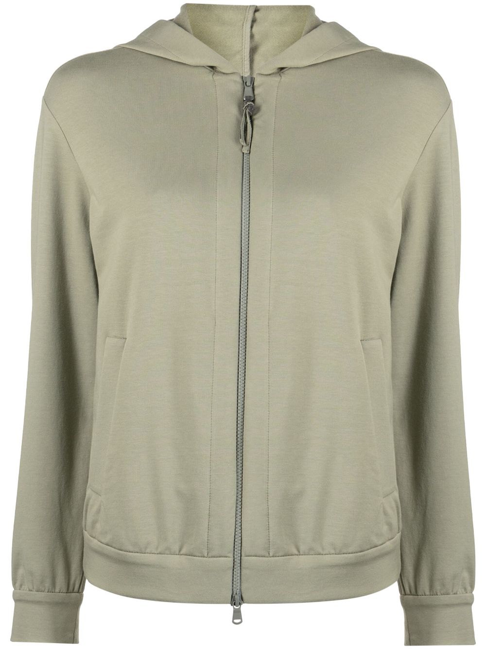 Brunello Cucinelli zip-up cotton hoodie - Green von Brunello Cucinelli