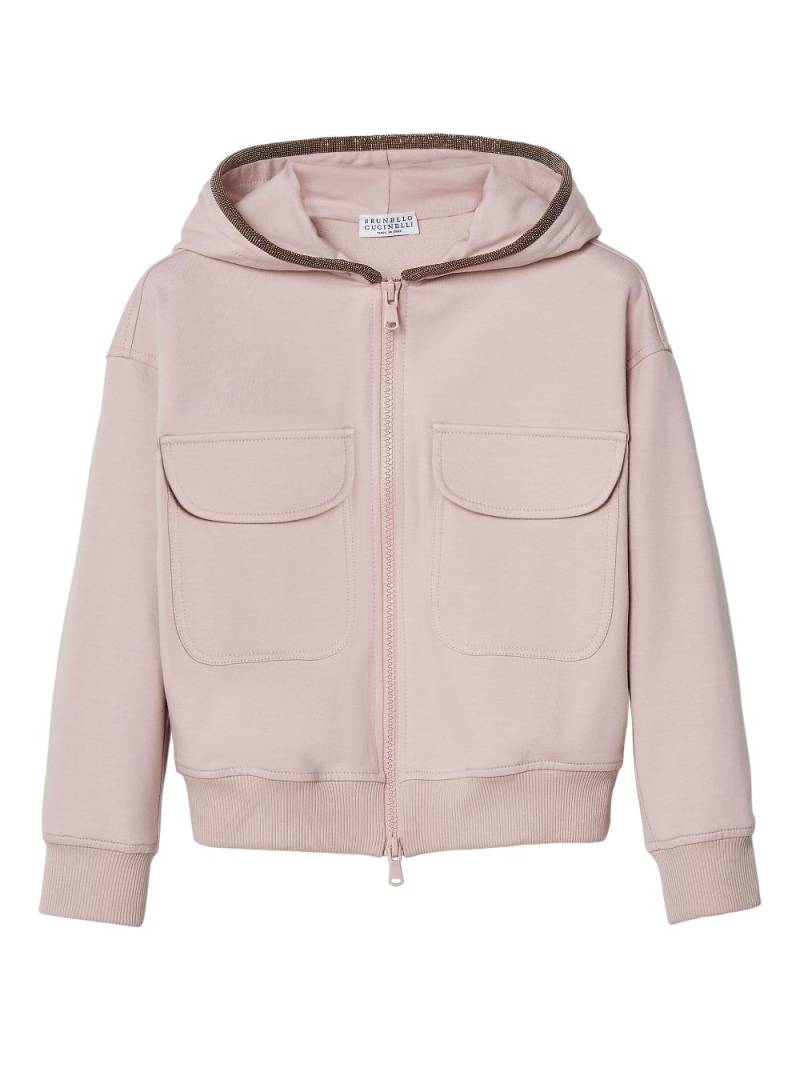 Brunello Cucinelli Kids zip-up hooded sweatshirt - Pink von Brunello Cucinelli Kids