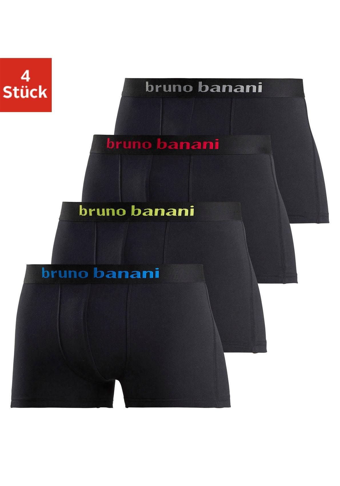 Bruno Banani Boxer »Boxershorts für Herren«, (Packung, 4 St.), mit farbigen Marken-Schriftzug am Bündchen von Bruno Banani