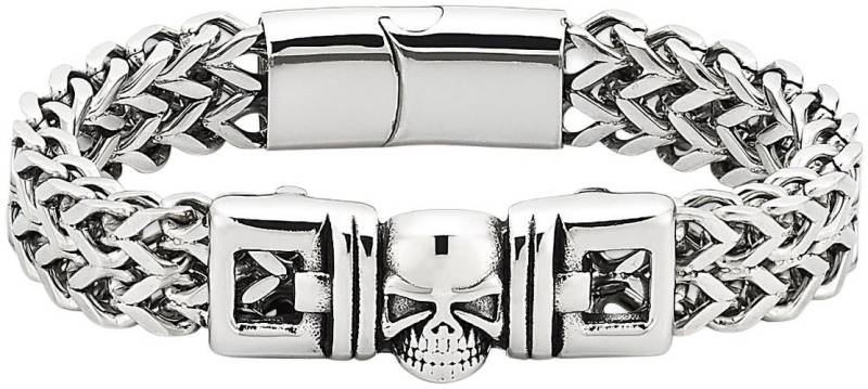 Bruno Banani Edelstahlarmband »Schmuck Geschenk Armschmuck Edelstahl mit Totenkopf-Motiv« von Bruno Banani