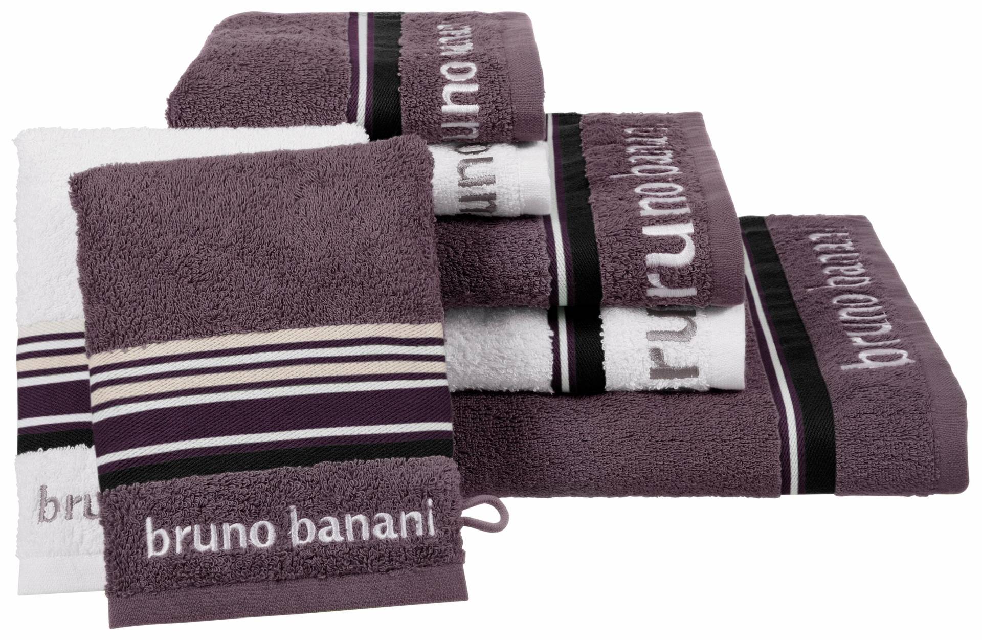 Bruno Banani Handtuch Set »Maja«, (Set, 7 St., 1 Duschtuch-2 Handtücher-2 Gästetücher-2 Waschhandschuhe) von Bruno Banani