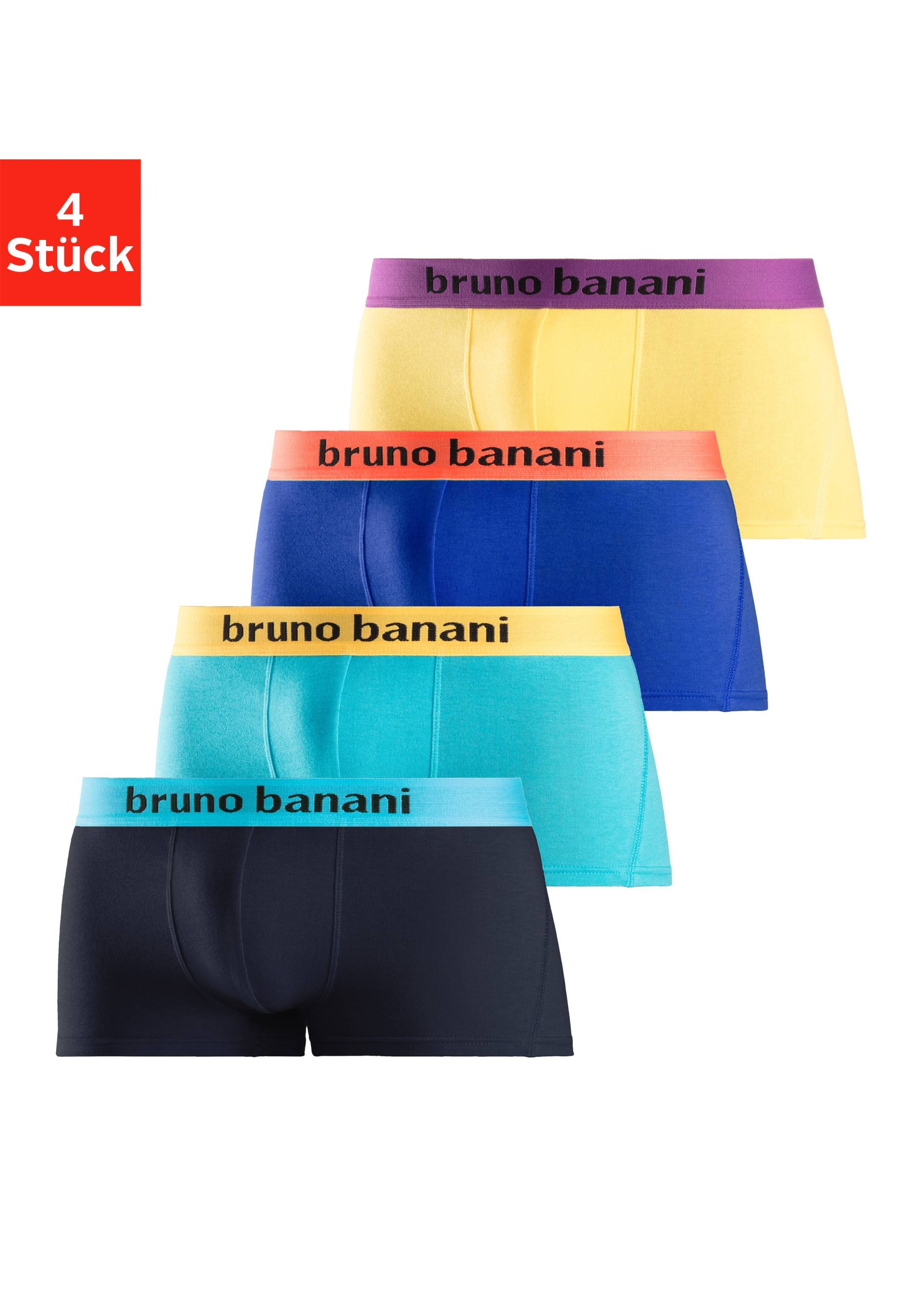 Bruno Banani Boxershorts, (Packung, 4 St.), in Hipster-Form mit Logo Webbund von Bruno Banani