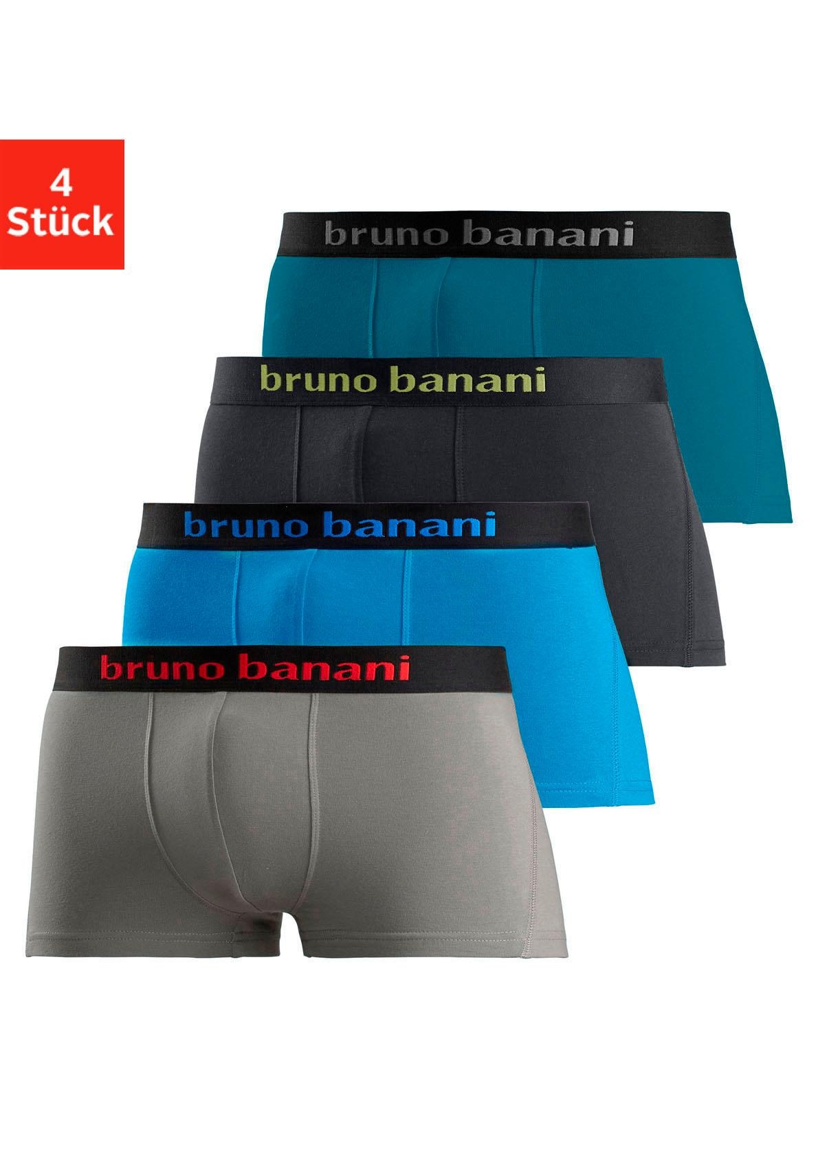 Bruno Banani Boxershorts, (Packung, 4 St.), in Hipster-Form mit Logo Webbund von Bruno Banani