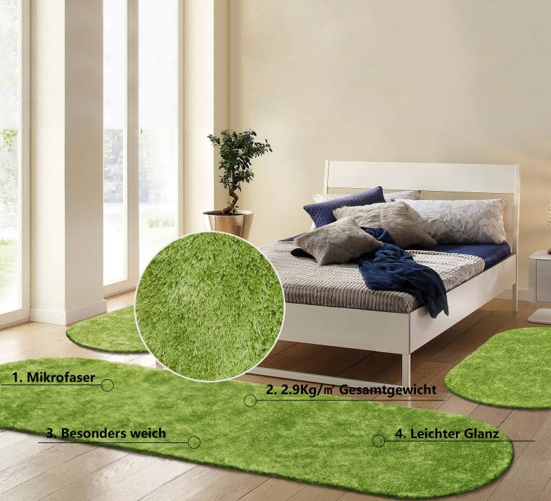 Bruno Banani Hochflor-Bettumrandung »Dana Teppich, Kundenliebling«, (3 tlg.), unifarben, Mikrofaser, pflegeleicht, Bettvorleger, Schlafzimmer von Bruno Banani