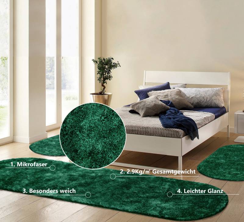 Bruno Banani Hochflor-Bettumrandung »Dana Teppich, Kundenliebling«, (3 tlg.), unifarben, Mikrofaser, pflegeleicht, Bettvorleger, Schlafzimmer von Bruno Banani