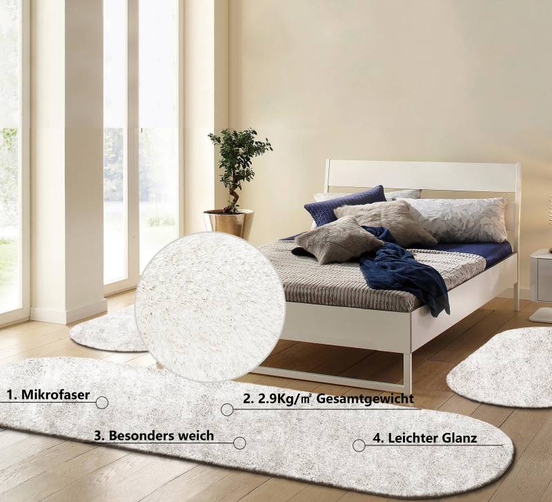 Bruno Banani Hochflor-Bettumrandung »Dana Teppich, Kundenliebling«, (3 tlg.), unifarben, Mikrofaser, pflegeleicht, Bettvorleger, Schlafzimmer von Bruno Banani