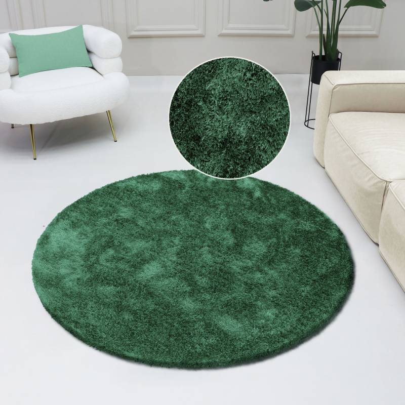 Bruno Banani Hochflor-Teppich »Dana Teppich, Kundenliebling«, rund, 30 mm Höhe, unifarben, Mikrofaser Teppiche, Wohnzimmer, Schlafzimmer, Esszimmer von Bruno Banani