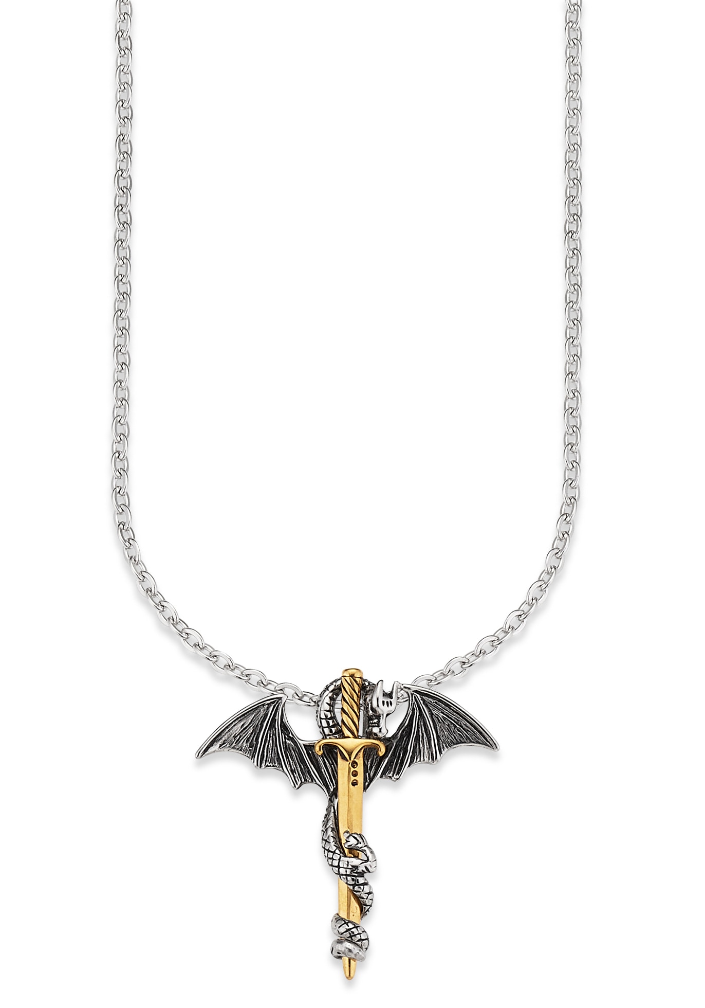 Bruno Banani Kette mit Anhänger »Schmuck Geschenk, Halskette Drache Schwert Kreuz Ankerette Silberfarben Goldfarben« von Bruno Banani