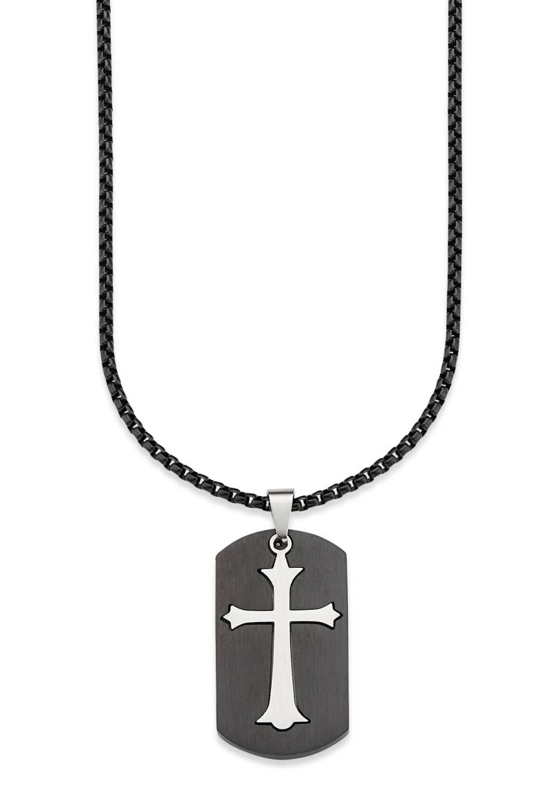 Bruno Banani Kette mit Anhänger »Schmuck Geschenk Halskette Kreuz Venezianerkette Silberfarben Schwarz« von Bruno Banani