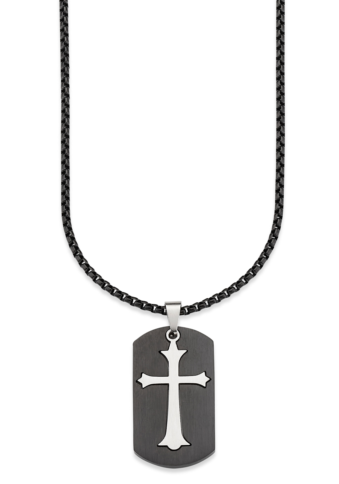 Bruno Banani Kette mit Anhänger »Schmuck Geschenk, Halskette Kreuz Venezianerkette Silberfarben Schwarz« von Bruno Banani
