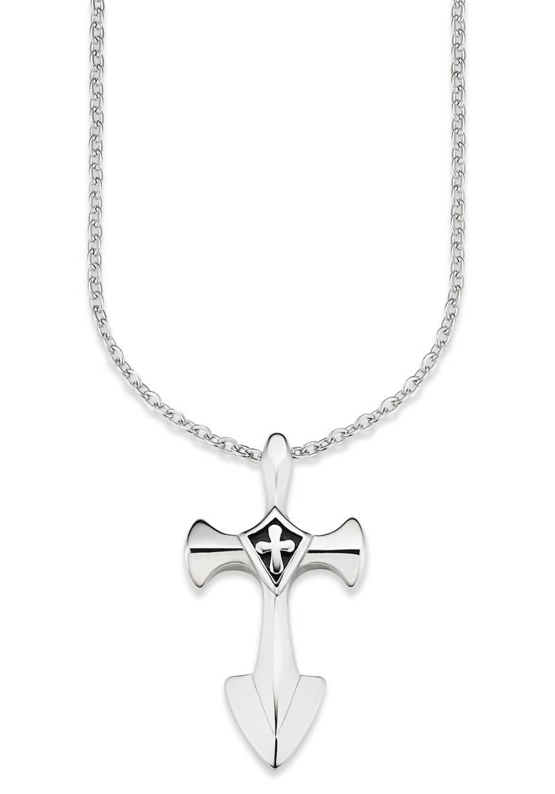 Bruno Banani Kette mit Anhänger »Schmuck Geschenk Halskette Kreuz Ankerkette Silberfarben Schwarz« von Bruno Banani