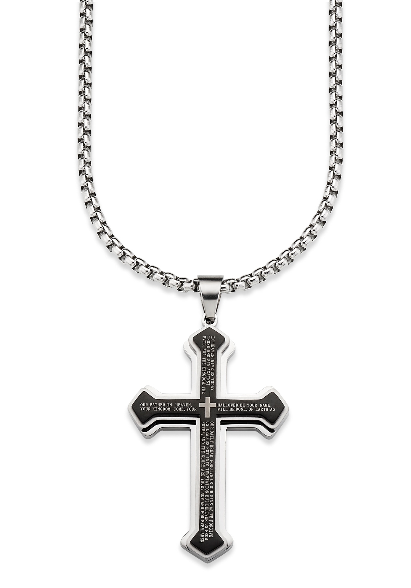 Bruno Banani Kette mit Anhänger »Schmuck Geschenk, Halskette Kreuz Venezianerkette Silberfarben Schwarz« von Bruno Banani