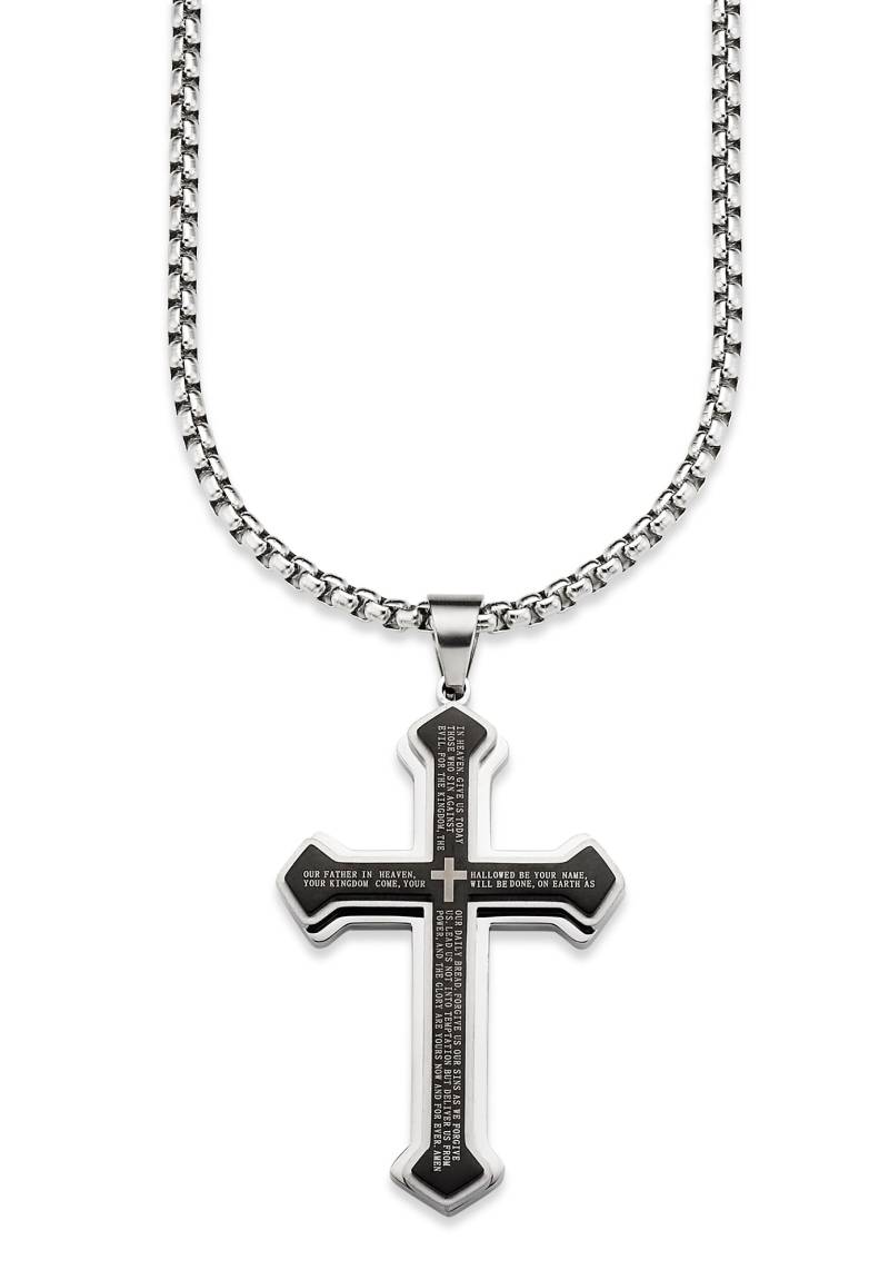 Bruno Banani Kette mit Anhänger »Schmuck Geschenk Halskette Kreuz Venezianerkette Silberfarben Schwarz« von Bruno Banani